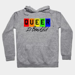 Queer Is Beautiful - Black Text Hoodie